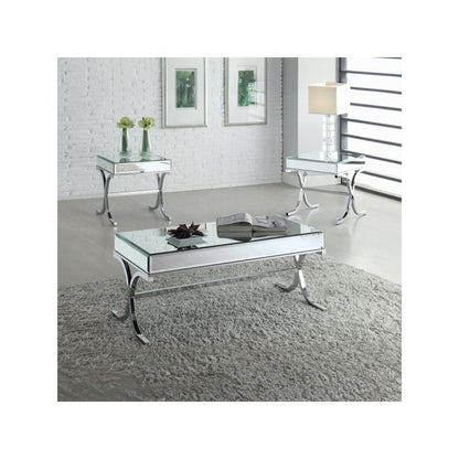 Dominic End Table, Mirrored & Chrome