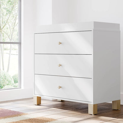 California 3 Drawer Chest With Topper - White with Driftwood