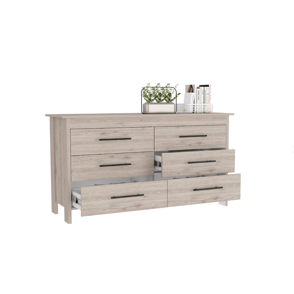HMS 6 Drawer Double Dresser Light Gray MDF