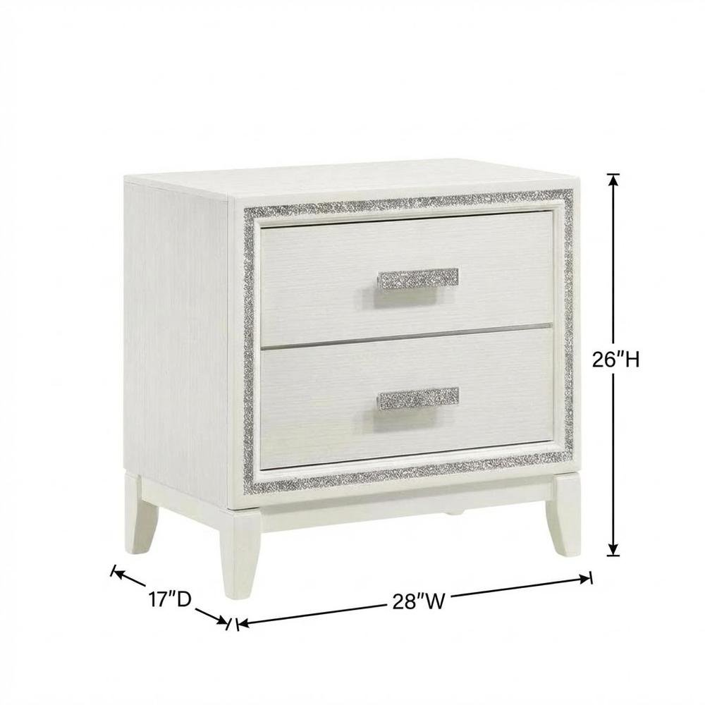 White Finish Nightstand with Modern Design and Storage Space