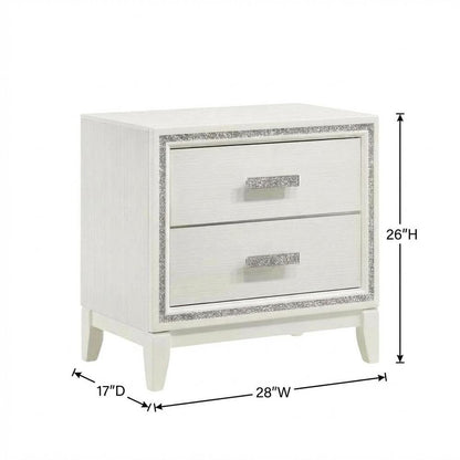 White Finish Nightstand with Modern Design and Storage Space