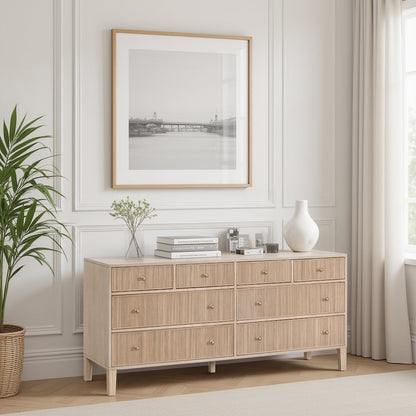 Brown Dresser for Bedroom – Wooden Chest of Drawers with 8 Drawers