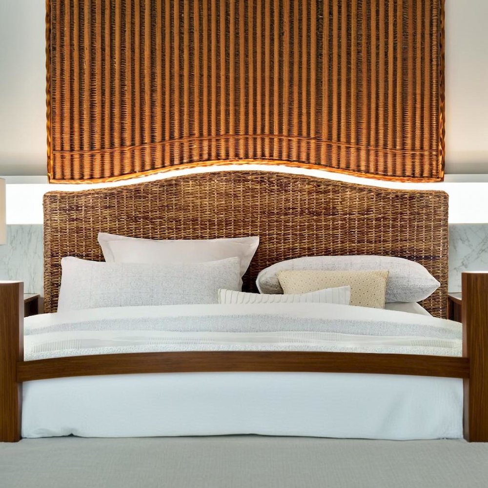 Elegant Brown Queen Size Headboard with Coastal Design for a Stylish Bedroom