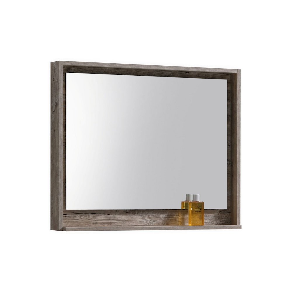 Bosco 36" Framed Mirror With Shelve - Ocean Gray Finish