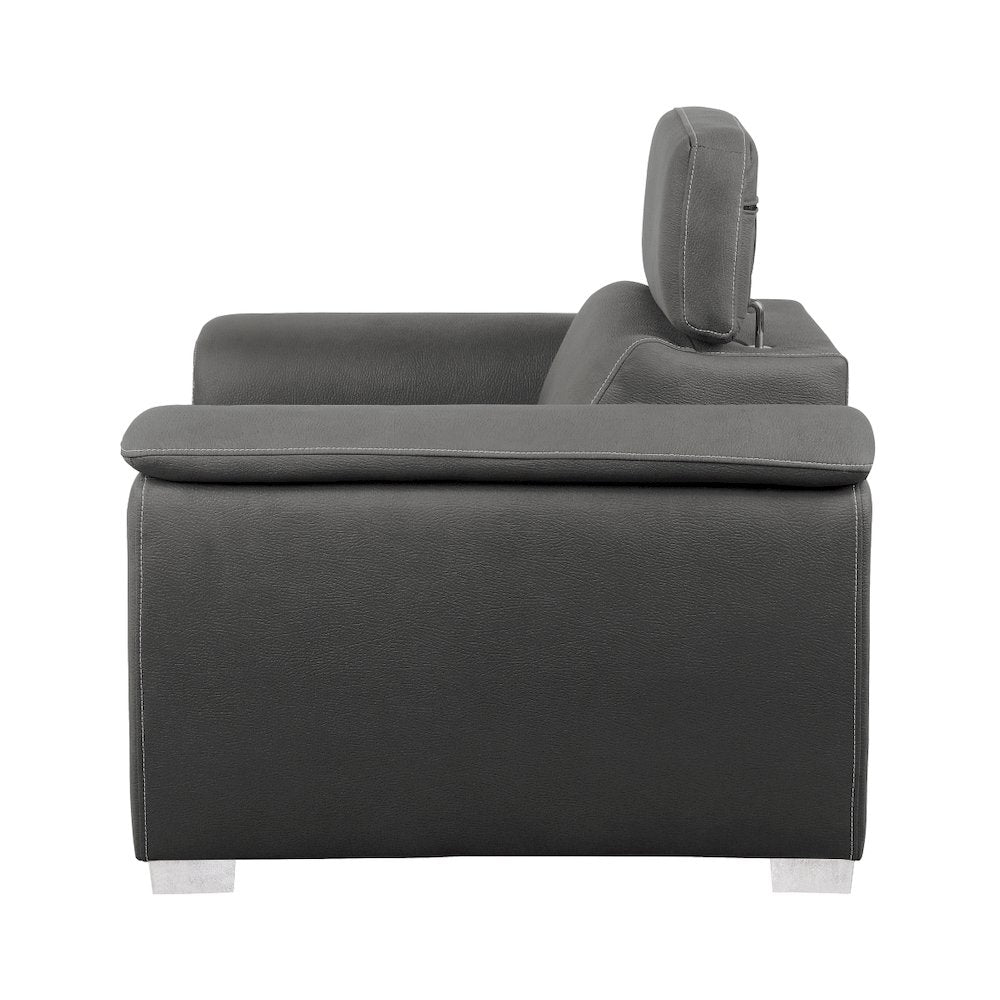 Ferriday Microfiber Accent Chair With Adjustable Headrest In Gray