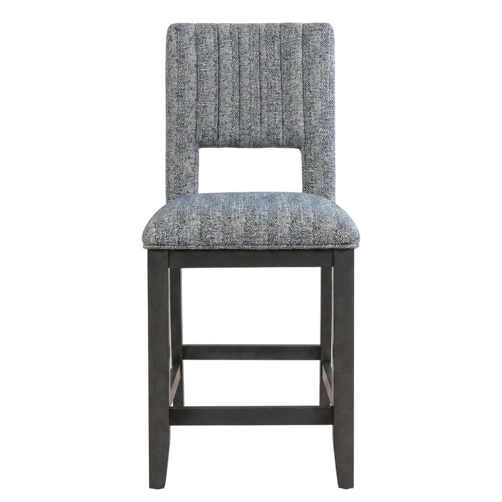 Fabric Upholstered Counter Stools with Padded Back, Set of 2, Grey