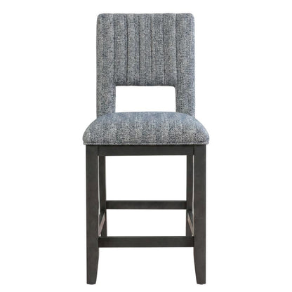 Fabric Upholstered Counter Stools with Padded Back, Set of 2, Grey