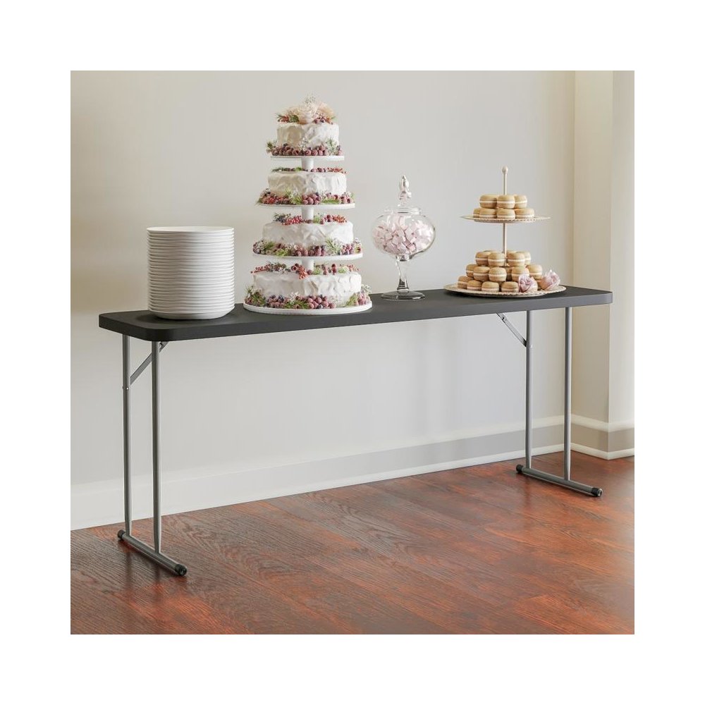 6-Foot Black Plastic Folding Training Table
