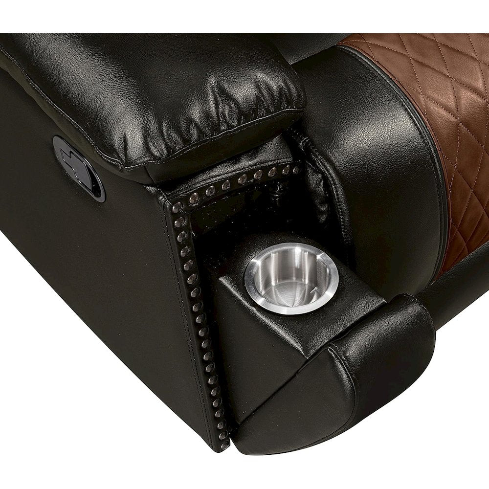 Nikko 2-Piece Faux Leather Manual Living Room Set, Brown