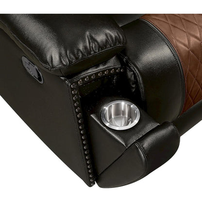 Nikko 2-Piece Faux Leather Manual Living Room Set, Brown