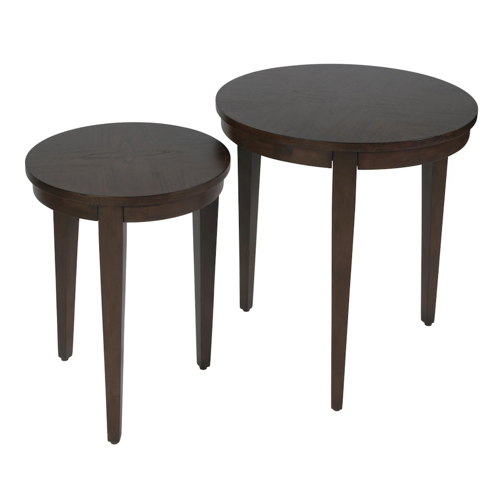Lacey Round Nest Of Tables, Dark Brown