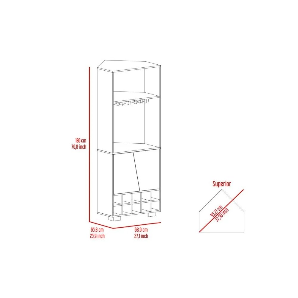 Fraktal Corner Bar Cabinet Dark Oak / Pine MDF