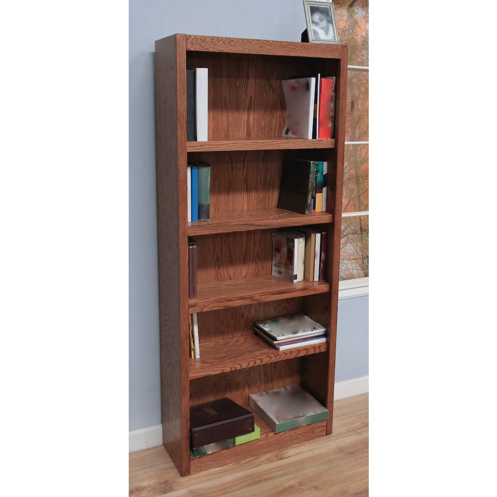 Concepts in Wood Single Wide Bookcase, 5 Shelves, Dry Oak Finish