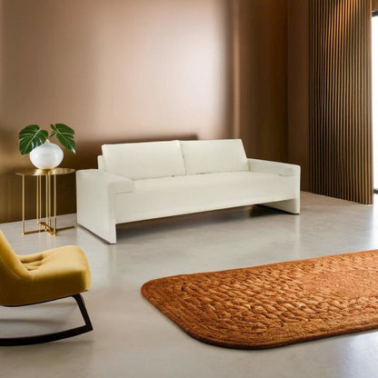 Elegant White Loveseat with Pine Wood Frame and High-Resilience Cushions