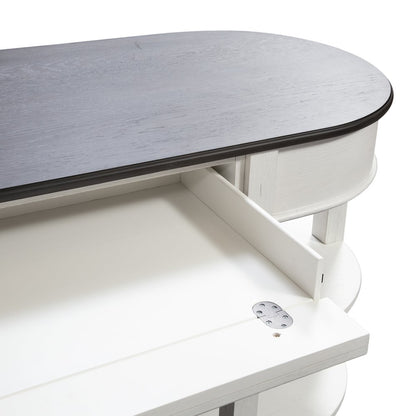 L Shaped Desk Set In White With Charcoal Top For Modern Office Spaces