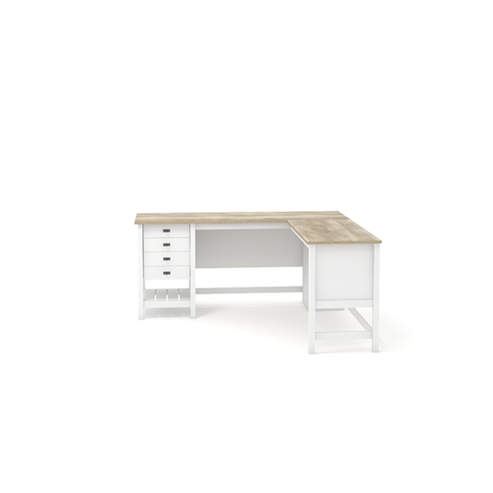 Cottage Road L Desk, Soft White finish