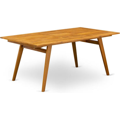 East West Furniture DEBS7CWNA 7-Piece Modern Table Set- 6 Foldable Chairs Ladder Back and Outdoor Coffee Table and Rectangle Top with Wooden 4 legs - Natural Oil Finish