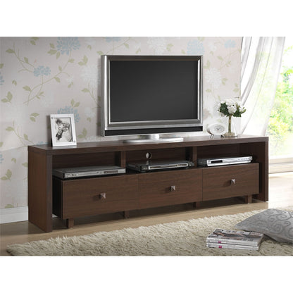 Elegant TV Stand For TV's Up To 70" with Storage. Color: Hickory