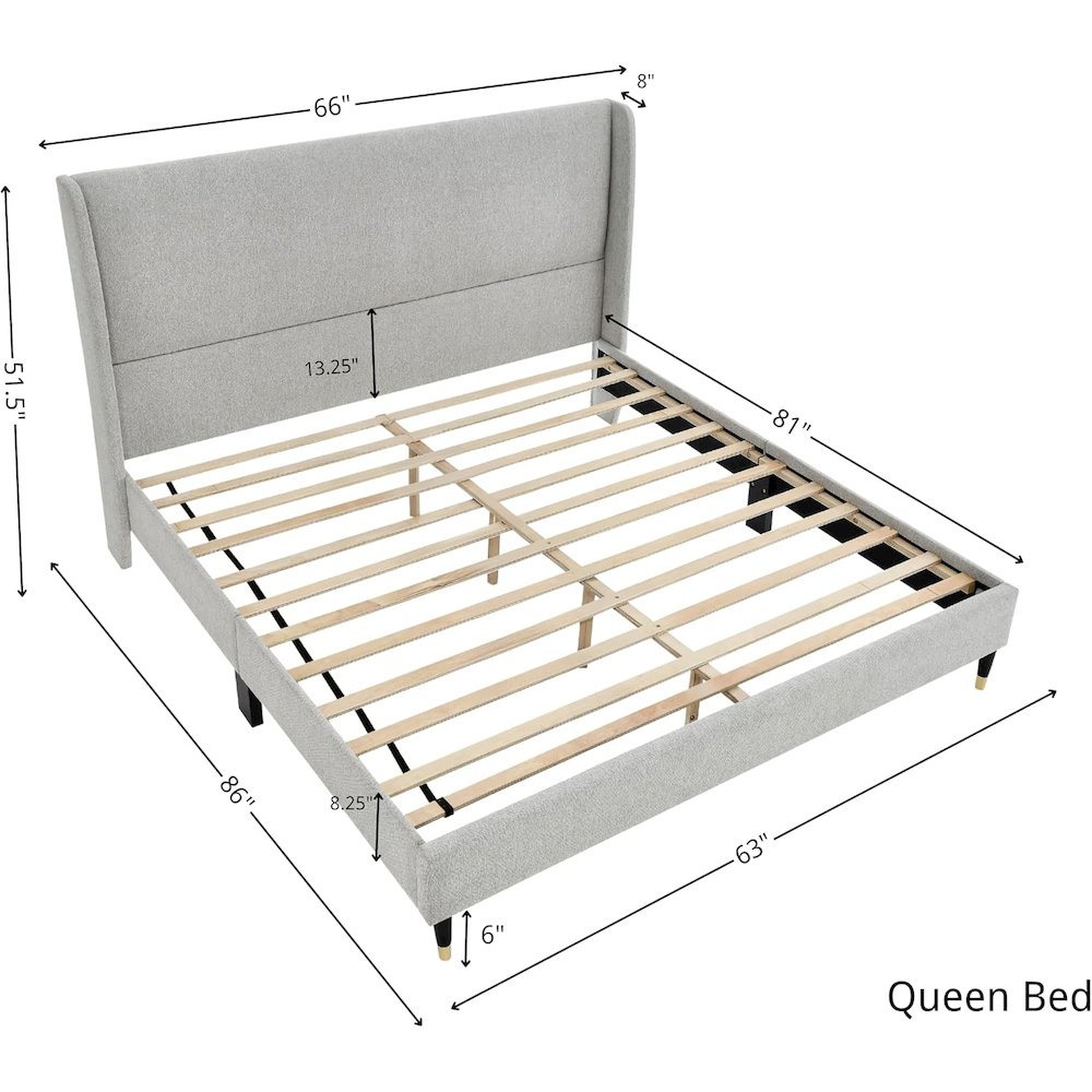 Rozitta Upholstered Wingback Platform Bed, Queen
