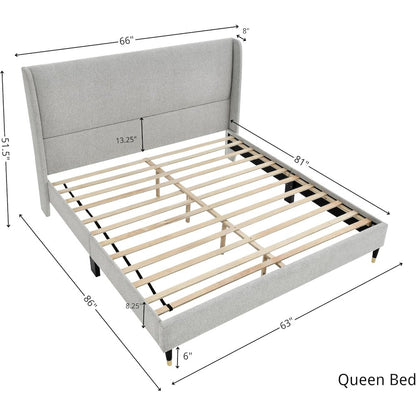 Rozitta Upholstered Wingback Platform Bed, Queen