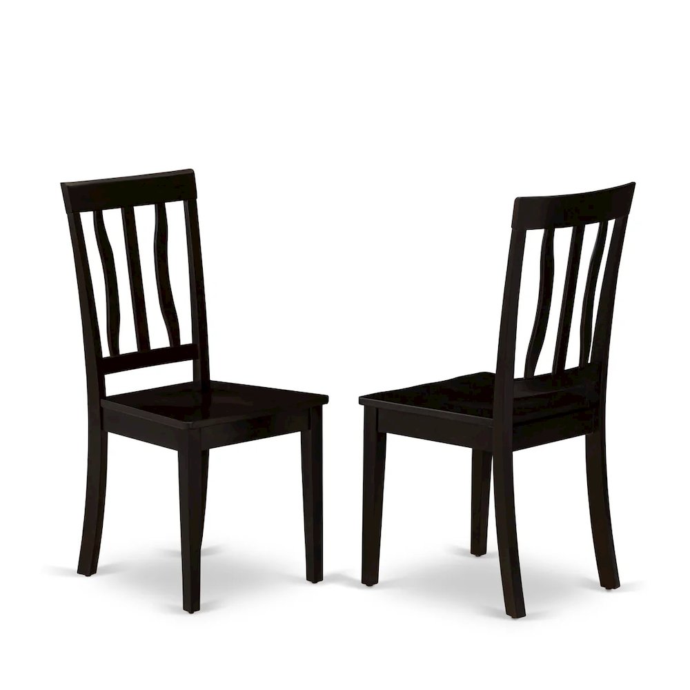 Antique Dining Room Chairs - Slat Back Wooden Seat Chairs, Set of 2