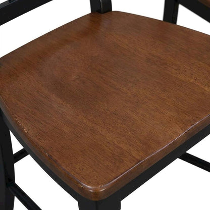 Casual Oak-Black Finish Side Chair with Distressed Look and Solid Rubberwood