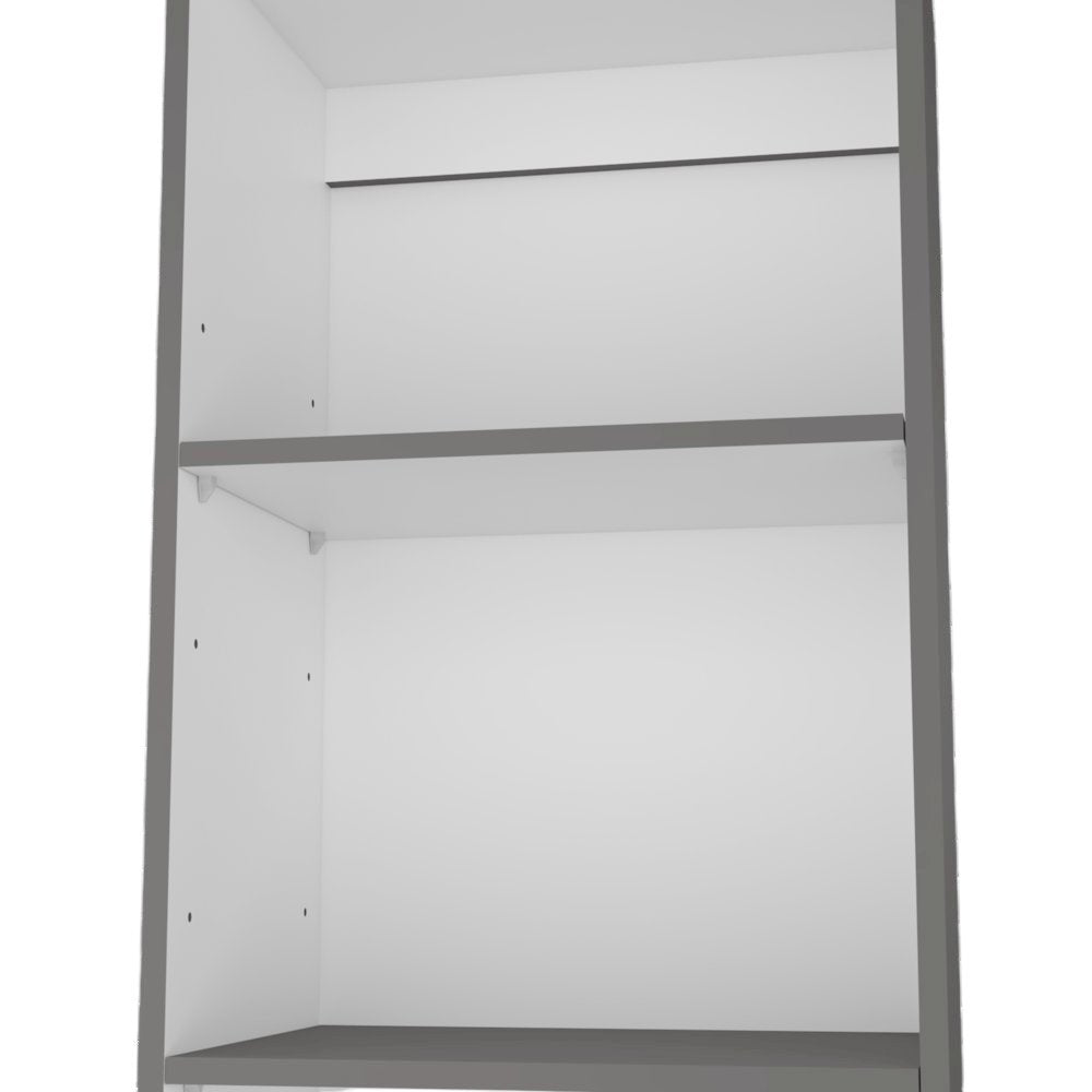 Sutton Slim Bookcase with Modern 5-Shelf Design, Matt Gray / White