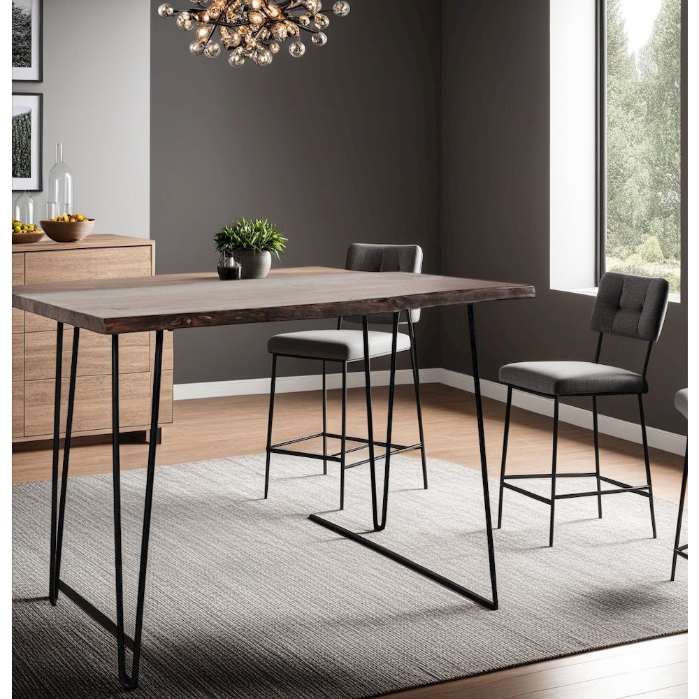 52-Inch Red Solid Acacia Counter Height Dining Table with Metal Base