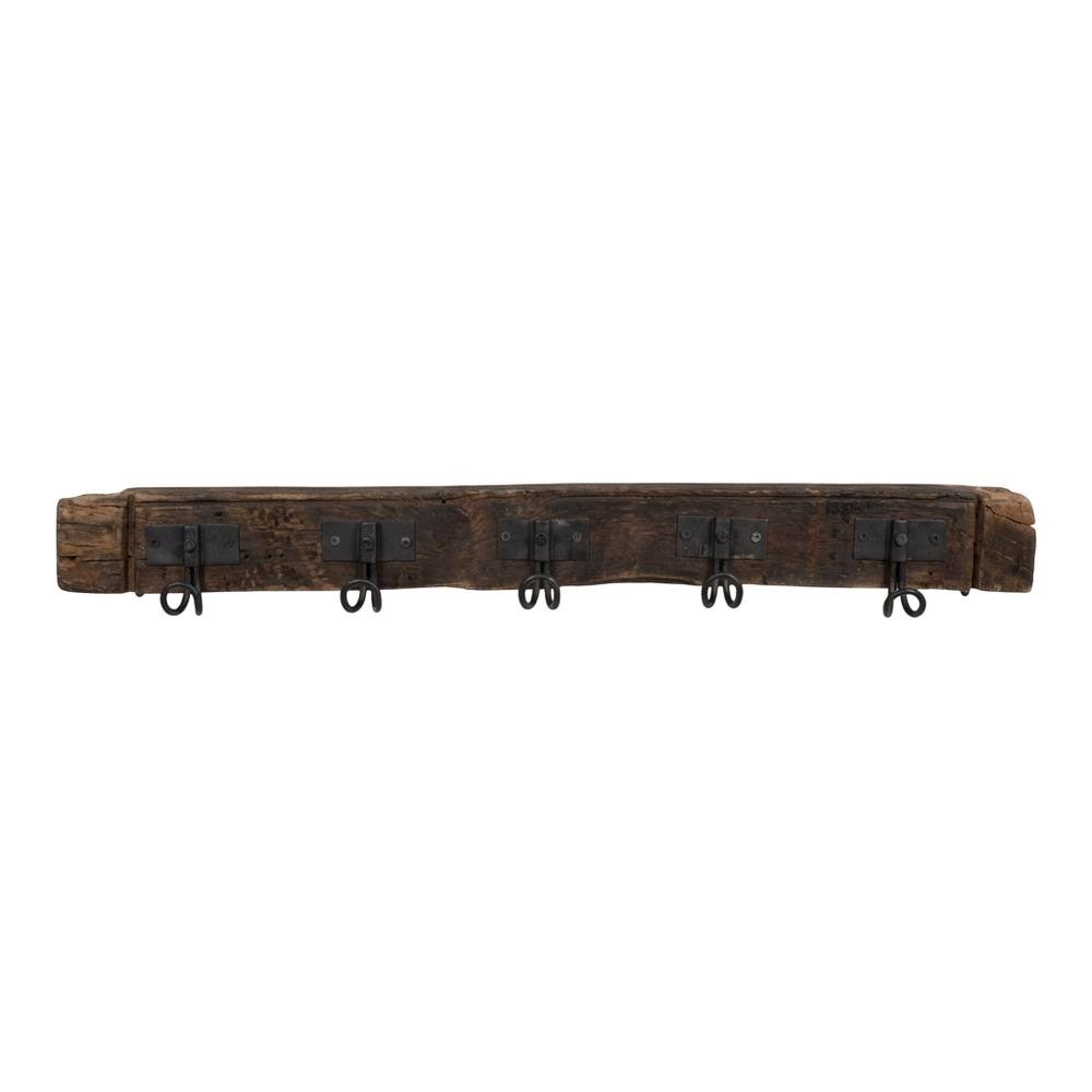 Recycled Wood Coat Rack With Five Wire Hooks