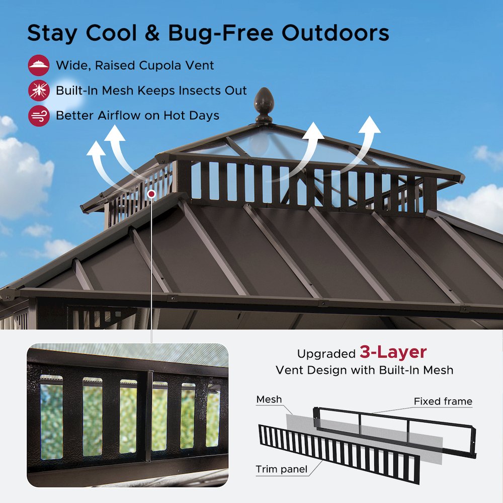 10 ft. x 10 ft. Kingston Extra-Tall, Wide Hardtop Gazebo