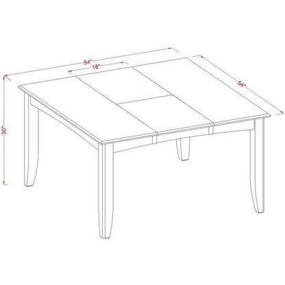 Parfait  Gathering  Dining  Square  54"  Table  with  18"  Butterfly  Leaf  finished  in  Cappuccino