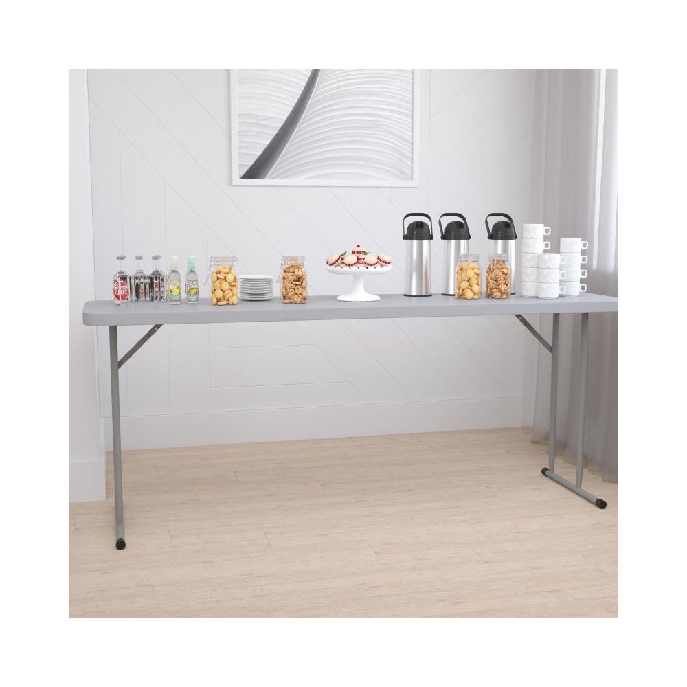 6-Foot Gray Plastic Folding Training Table
