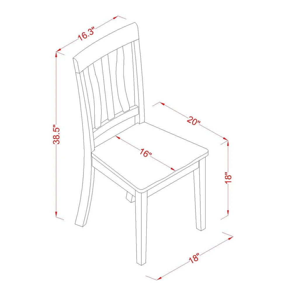 Antique Kitchen Dining Chairs - Slat Back Wooden Seat Chairs, Set of 2