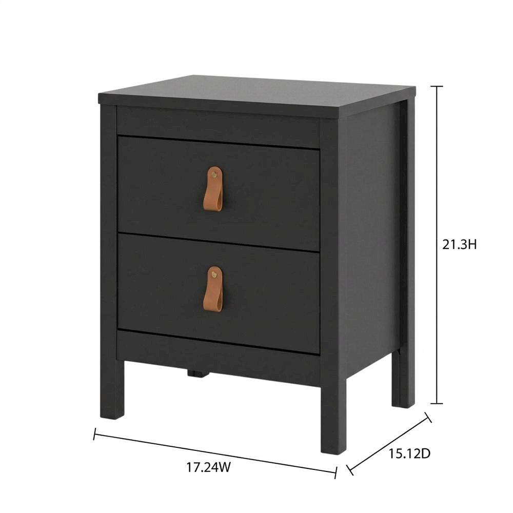 Stylish Black Matte Nightstand with Two Drawers for Modern Bedrooms