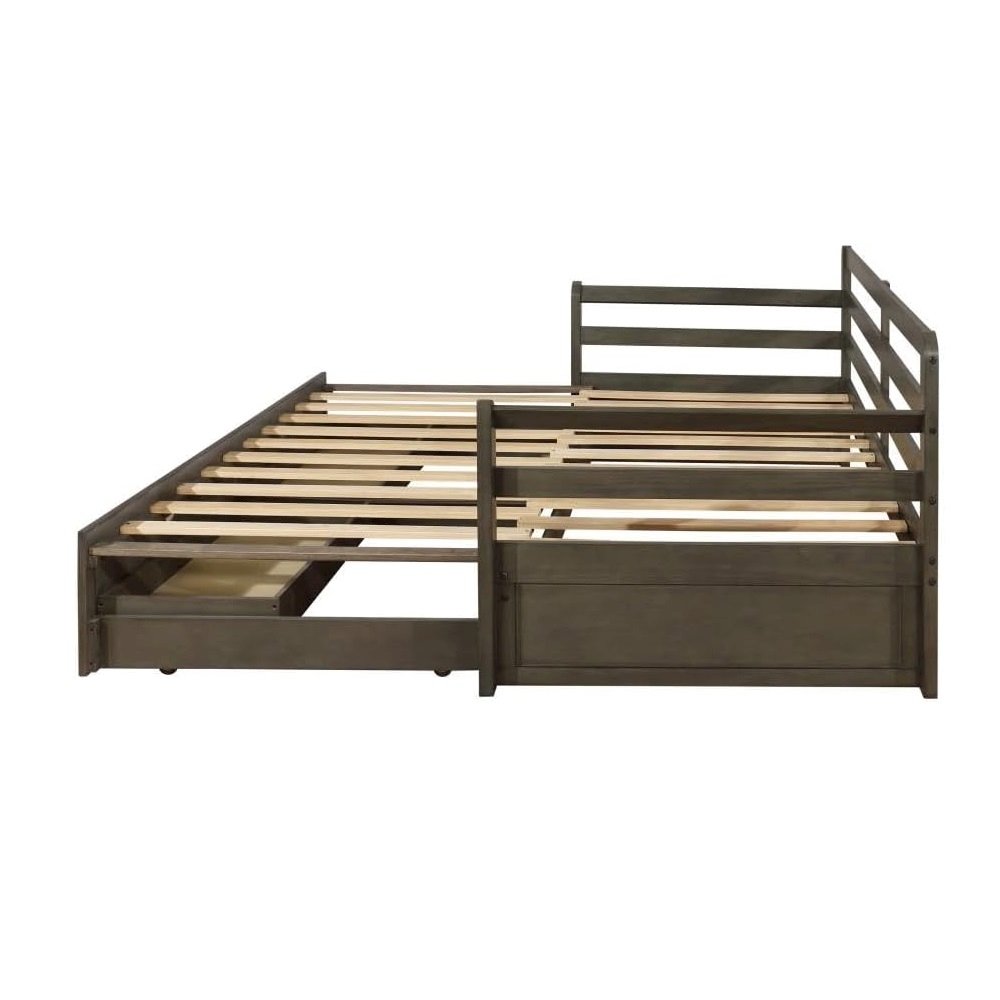 Elegant Gray Twin XL Daybed with Trundle and Storage Drawers for Versatile Use
