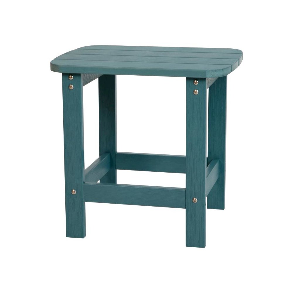 All-Weather Poly Resin Wood Adirondack Side Table in Sea Foam