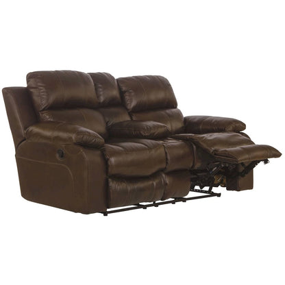 Positano Italian Top Grain Leather Match Reclining Console Loveseat