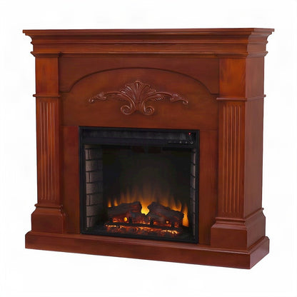 FurniFact Electric Fireplace with Mantel, Remote Control, and LED Flames