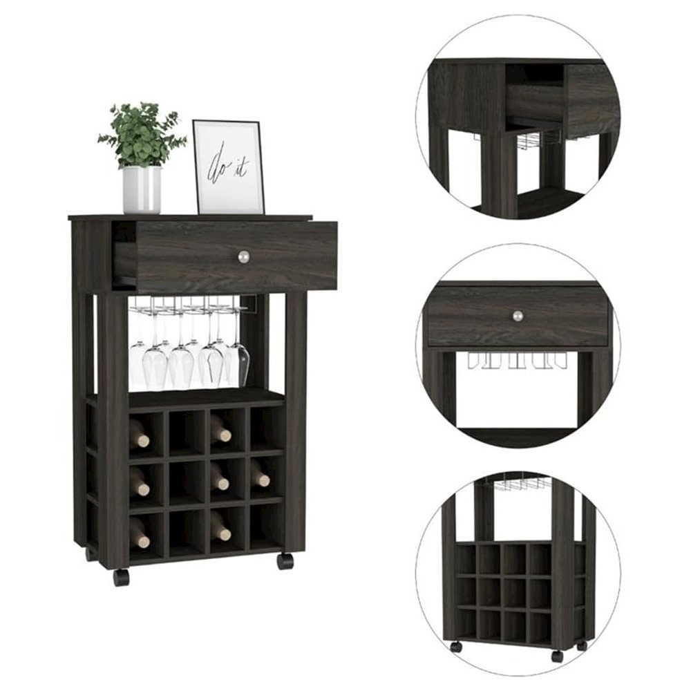 Memphis Bar Cart Espresso MDF