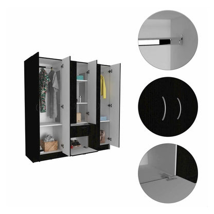 Mitu six Doors Armoire Black / White MDF