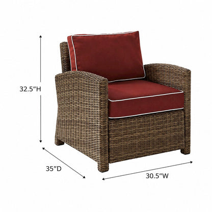Weathered Brown Outdoor Wicker Arm Chair with Durable Frame