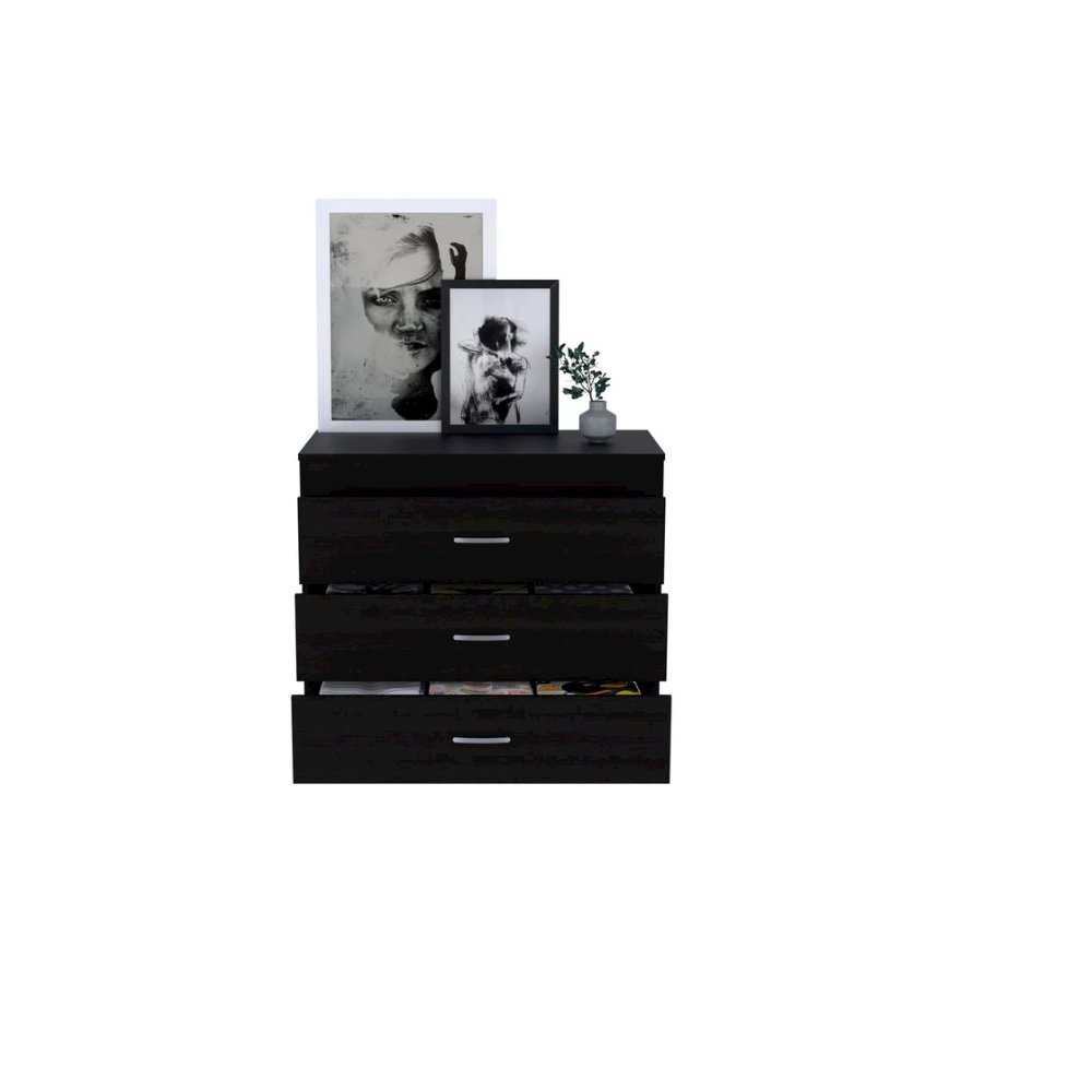 Melia Three Drawer Dresser Black MDF