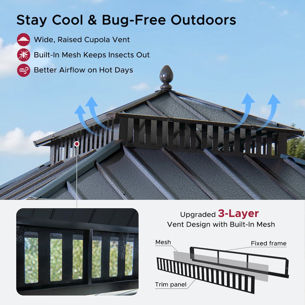 10 ft. x 10 ft. Kingston Extra-Tall, Wide Hardtop Wood Gazebo