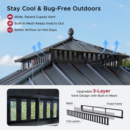 10 ft. x 10 ft. Kingston Extra-Tall, Wide Hardtop Wood Gazebo