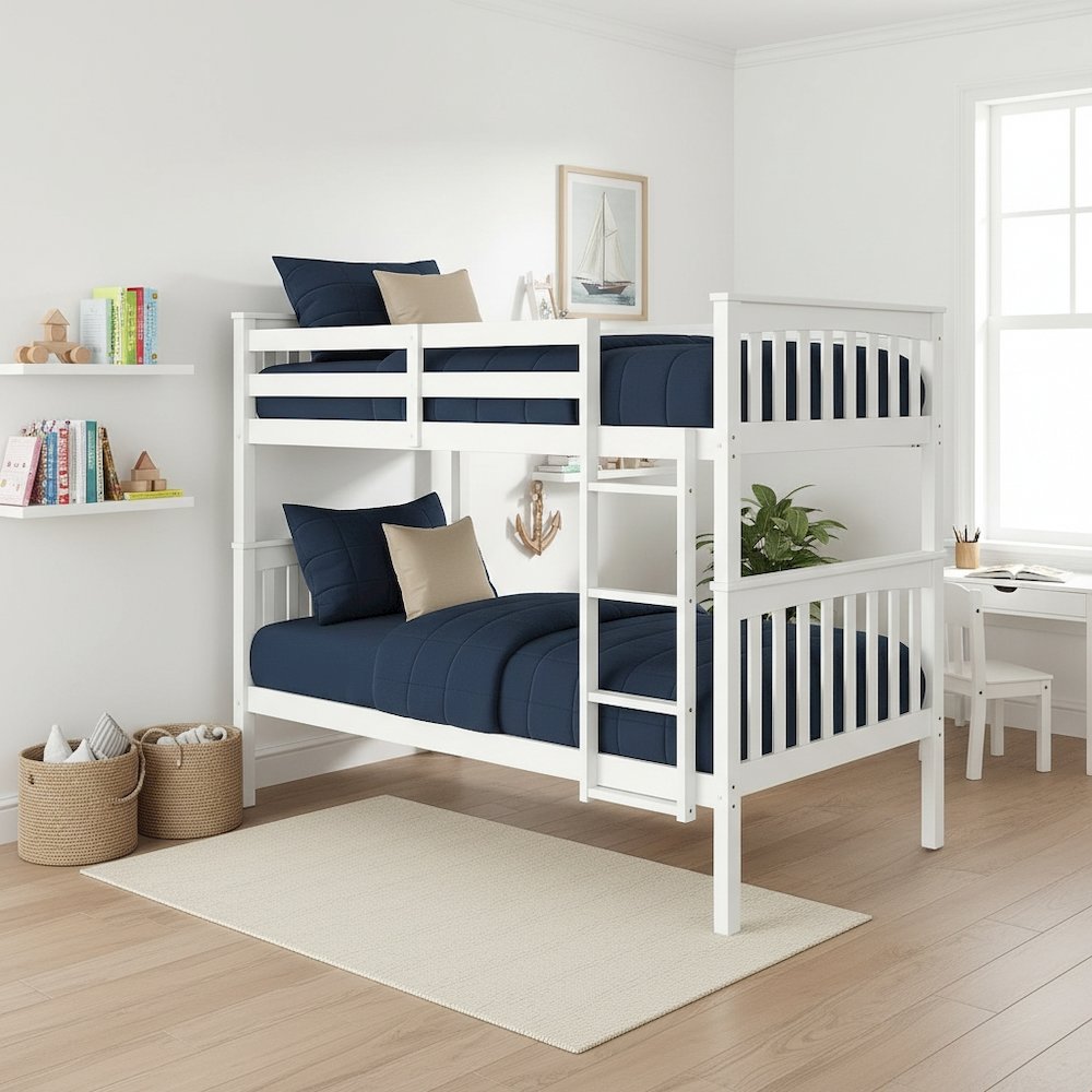 BR Twin Over Twin Bunk Bed White