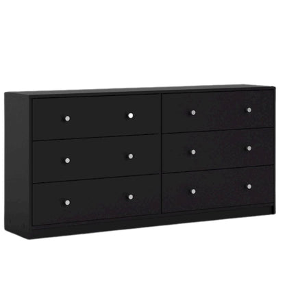 Furnifact Black Dresser for Bedroom – Modern 6 Drawer Dresser with Spacious Storage – Sleek Black Dresser and Bedroom Dresser for Clothes and Essentials
