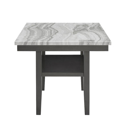 Selena 7-Piece 60" Rectangular Gray Faux Marble Top Dining Set with 6 Chairs