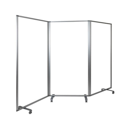 Transparent Acrylic Mobile Partition with Lockable Casters, 72"H x 36"L (3 Sections Included)