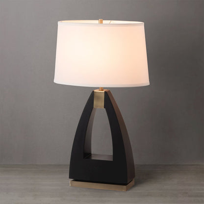 Trina Table Lamp - 30", Ebony Wood Finish, Weathered Brass, 3-Way Switch