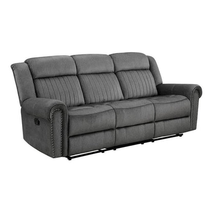 Brennen Microfiber Double Reclining Sofa In Charcoal